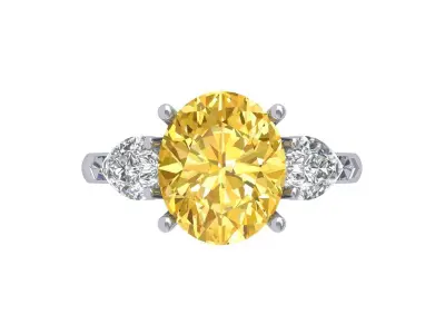  Pear 3 Stone Ring 3D print model