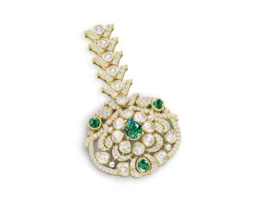antique kundan  brooche  for woman with all render details 3D print model