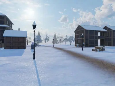Winter Village Retreat 3D model