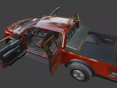 Pickup Truck Low-poly 3D model 5
