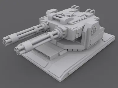 Turret machine gun Low-poly 3D model