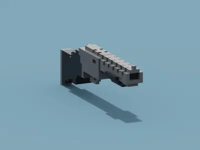 Voxel Gun Low-poly 3D model