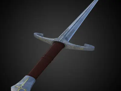 Medieval Sword 3D model 13