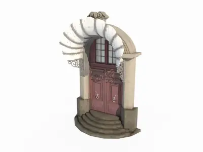 The entrance of a classical architectural structure building 3D model