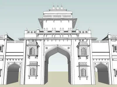 indian jodhpuri stone ghanta ghar sumer gate 3d modal  Low-poly 3D model