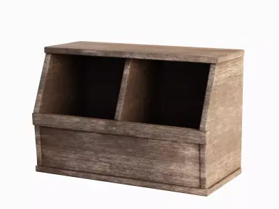 Wooden Storage Bin 04 Low-poly 3D model