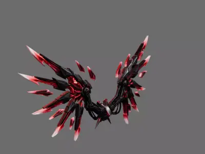 Crimson Shattered Wings 3D Model - Sci-Fi Mech Low-poly 3D model