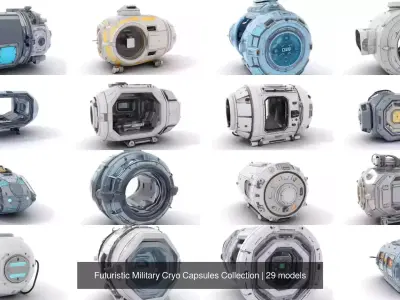 Futuristic Military Cryo Capsules Collection 3D Model Pack