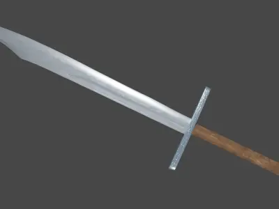 Falchion sword with Grossmesser handle Low-poly 3D model