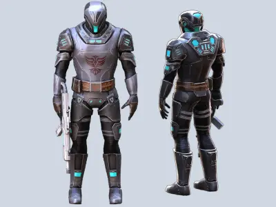 Futuristic Soldier 2 Low-poly 3D model