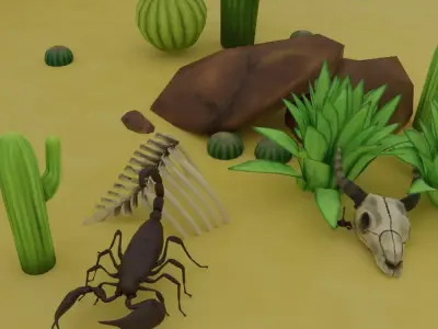 Scorpion Animated With Desert Environment Low-poly 3D model