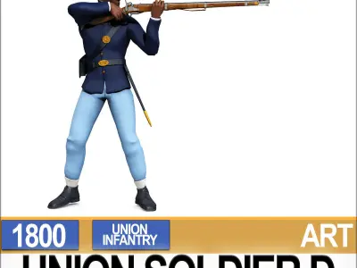 Civil War Union Soldier D African American Infantry wt PoserDaz 3D model