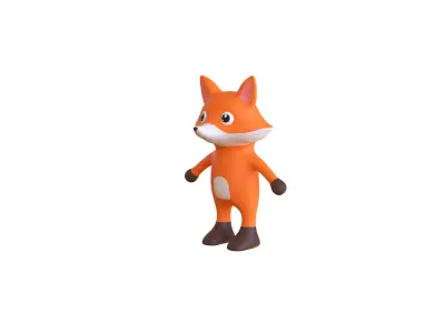 High-Quality 3D Cute Fox for Games  Low-poly 3D model