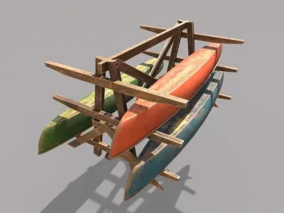 Canoe Storage Rack Low-poly 3D model