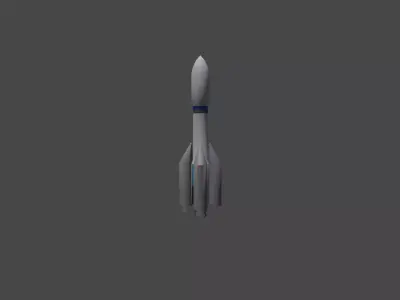 ROCKET WITH FUEL TANKS Low-poly 3D model