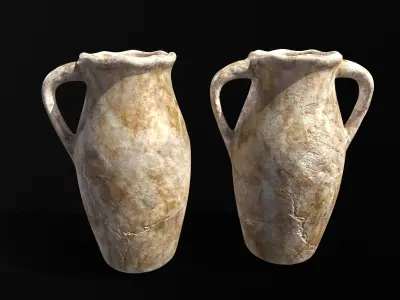 Antique Marble Vase Set Low-poly 3D model