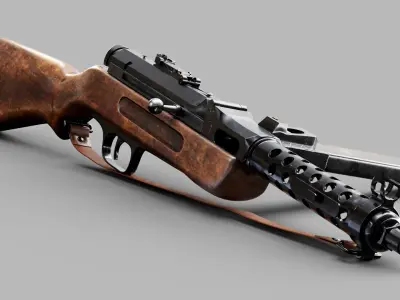 MP34 Assault Rifle Low-poly 3D model