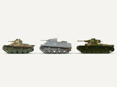 Japanes tanks collection Low-poly 3D model