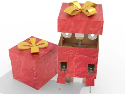Gift Present Robot Rigged Low-poly 3D model purchase