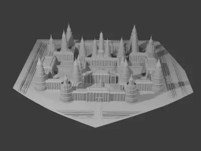 Medieval Black Castle Stronghold  Fantasy Fortress 3D Model Low-poly 3D model