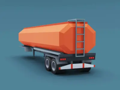Cartoon Stylized  Tank Semi Trailer Low-poly 3D model