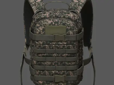 Backpack Camping military combat soldier armor  Low-poly 3D model