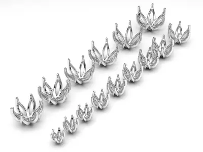 A package of solitaire ring heads engagement 6 prong printable 3D print model