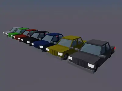 Maia Seven Low Poly Cars with Six Seats   Low-poly 3D model