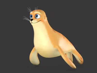Cartoon Seal Low-poly 3D model