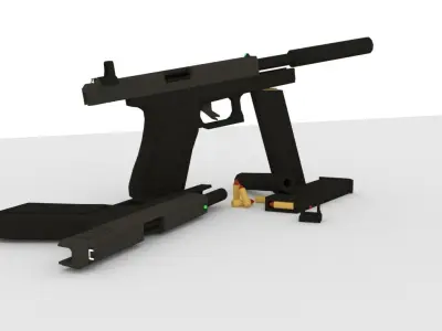 Low Poly Glock 17 Low-poly 3D model