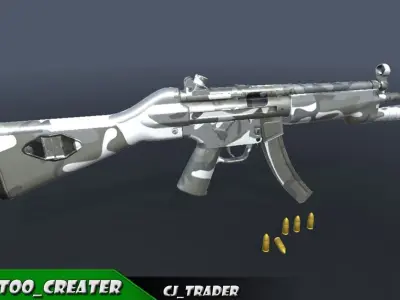 Military SMG-MP5 Riffle 3d model Low-poly 3D model