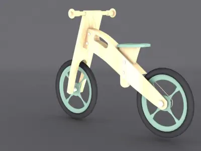Wooden Balance Bike  Low-poly 3D model