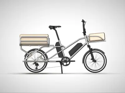 ELECTRIC CARGO BIKE WITH KIDS SEAT ACTUAL DIMENSION 3D model