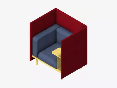 Sofa - Contemporary - Flame - Chair Work Shelf - Right Low-poly 3D model