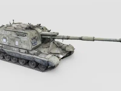 Destroyed 2S19 Msta 152 mm self-propelled howitzer M1990 3D model