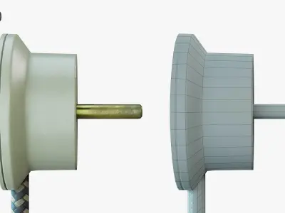 Round Electrical plug USSR Low-poly 3D model