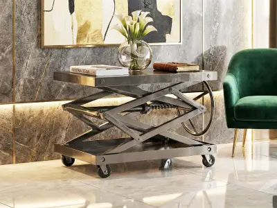 Industrial Scissor Lift Table DiningCar 03 - MorisonDesign Free low-poly 3D model