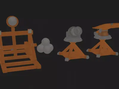 LowPoly Tower Defence Weapons Hand Painting Textures Free low-poly 3D model