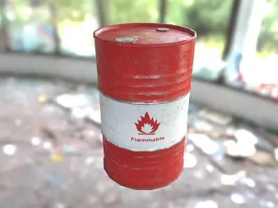 Oil Barrel Low-poly 3D model 9