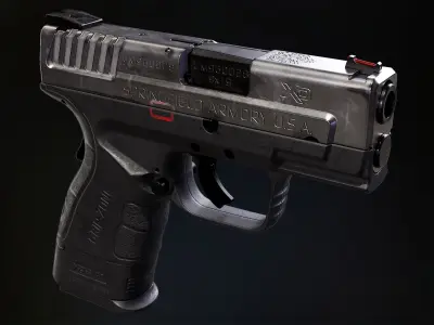 Springfield XD-MOD2 - Silver Low-poly 3D model