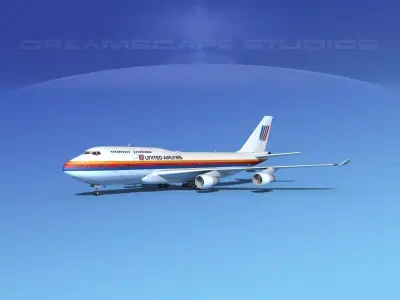 Boeing 747-400 United Airlines 1 3D model