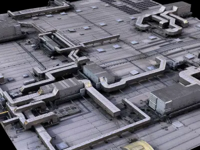 factory roof airvents vent-systems kitbash photogrammetry Low-poly 3D model