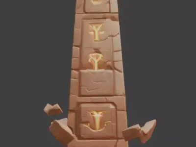 Floating Stone Obelisk 3D Model V02 Low-poly 3D model
