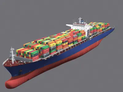 Two Cargo Ships Low-poly 3D model