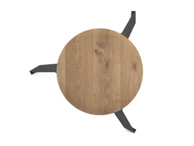 Industrial Wooden Bar Stool - Round Seat Metal Frame 3D model