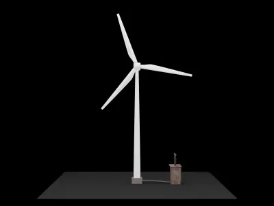 Wind Turbine Animated 3D Model Low-poly 3D model