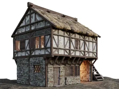 Medieval House Old 14 PBR 4K GameReady Low-poly 3D model