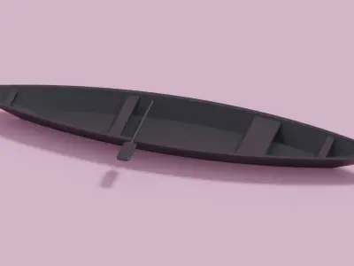 Cartoon Asian Canoe Boat Low-poly 3D model