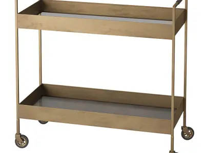 Crate and Barrel Libations Antique Brass Bar Cart 3D model
