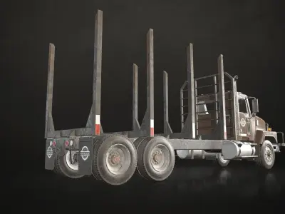 Classic Logging Truck Low-poly 3D model
